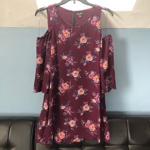 Women's Printed Floral Cold Shoulder Dress